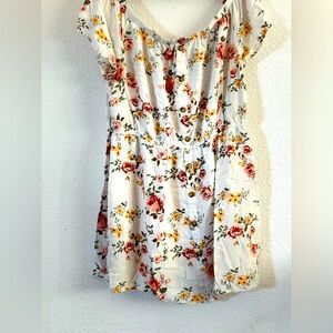 White plus size floral print dress off shoulder with buttons super cute dress